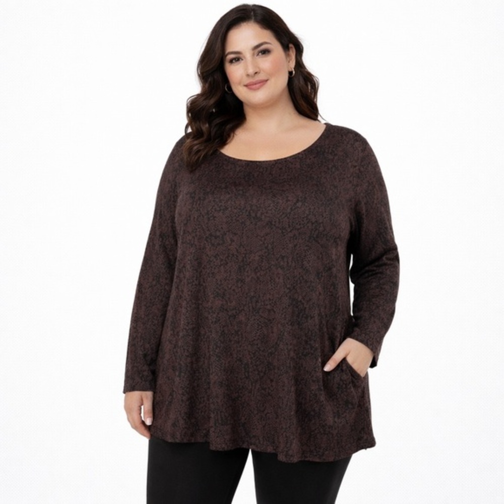 Chico's 4 XXL Snake Print Tunic Plus Size Luxe Lounge Soft Stretch Layering Top